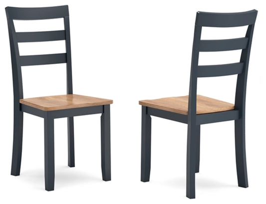 Gesthaven Dining Room Side Chair;Natural/Blue (Set of Two)
