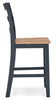 Gesthaven Barstool;Natural/Blue (Set of Two)