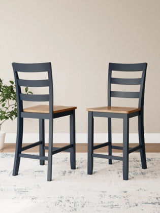 Gesthaven Barstool;Natural/Blue (Set of Two)