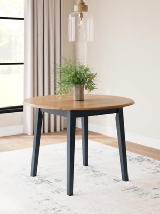 Gesthaven Round Dining Room Drop Leaf Table;Natural/Blue