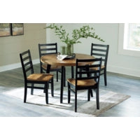 Blondon Round DRM Table Set;Brown/Black