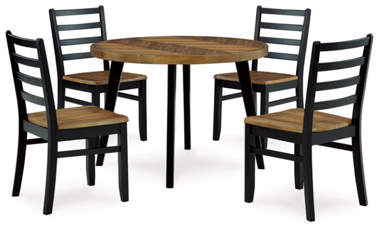 Blondon Round DRM Table Set;Brown/Black