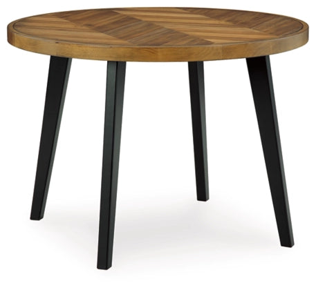 Blondon Round DRM Table Set;Brown/Black