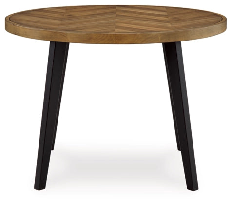 Blondon Round DRM Table Set;Brown/Black