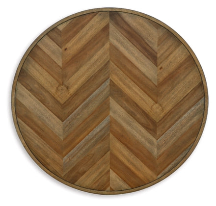 Blondon Round DRM Table Set;Brown/Black