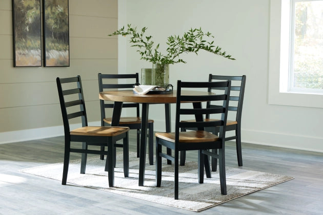 Blondon Round DRM Table Set;Brown/Black