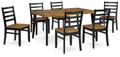 Blondon 7-piece Dining Set; Brown/Black