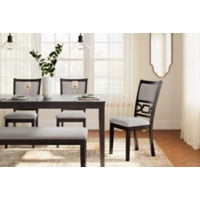 Langwest Dining Table and 4 Chairs and Bench (Set of 6);BROWN