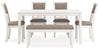 Erinberg Dining Table and 4 Chairs and Bench (Set of 6); Antique White