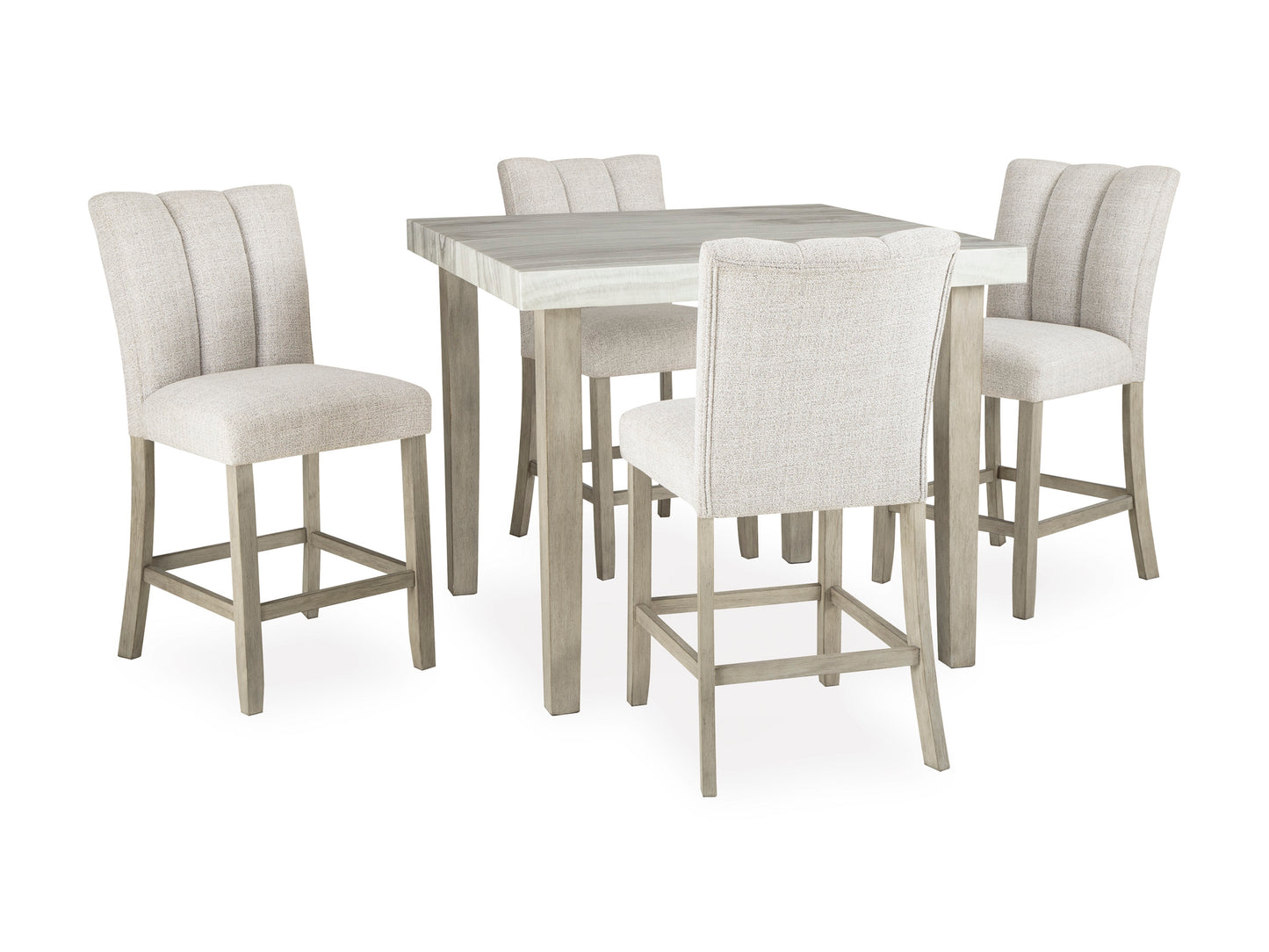 Karmenton Counter Height Dining Table & 4 Barstools;Bisque