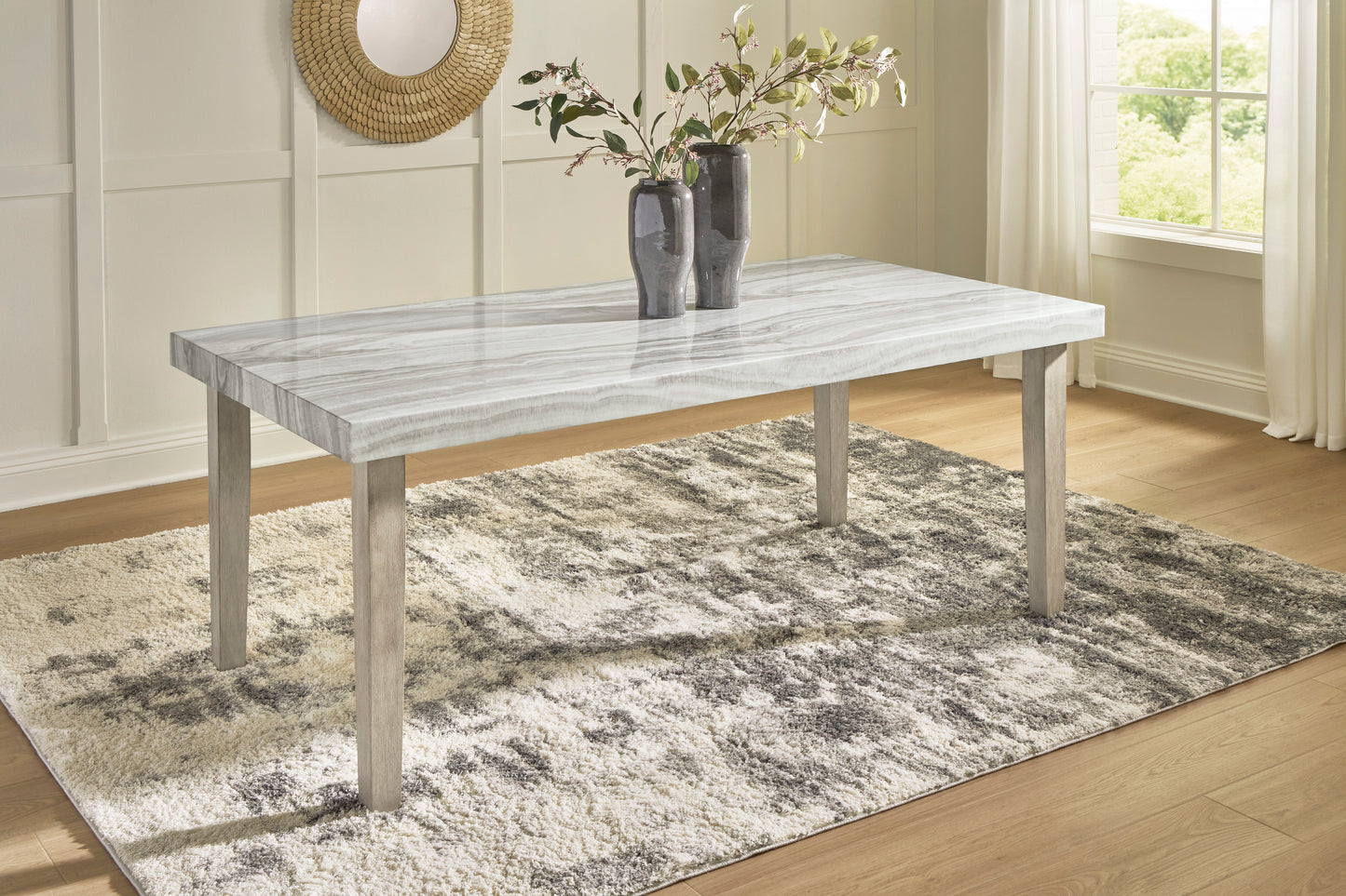 Karmenton Rectangular Dining Room Table;Bisque
