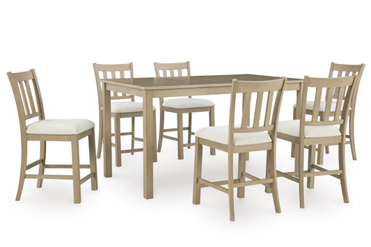 Calmoro Counter Height Dining Table and 6 Barstools;Gray