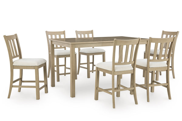 Calmoro Counter Height Dining Table and 6 Barstools;Gray