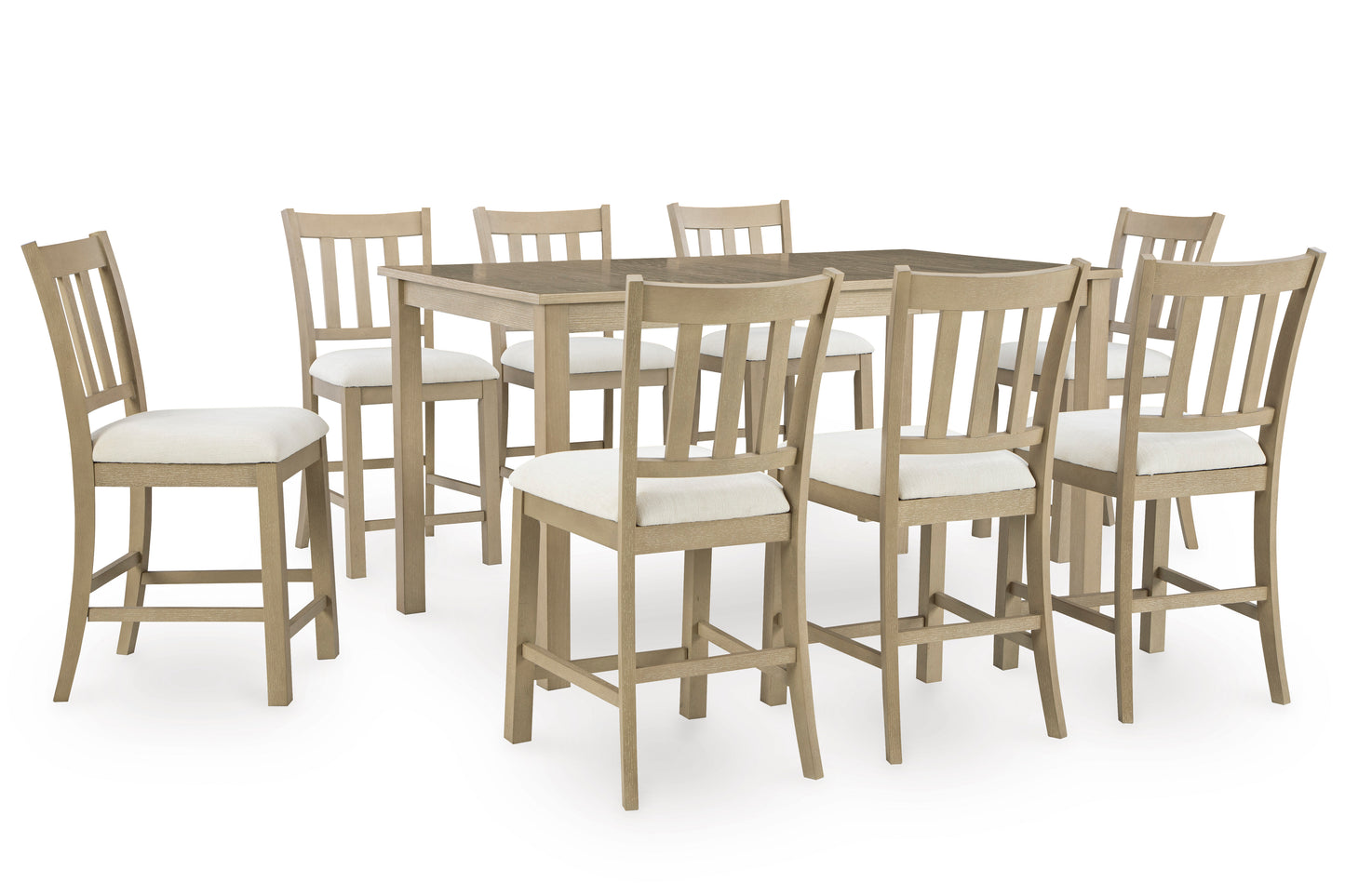 Calmoro Counter Height Dining Table and 8 Barstools;Gray