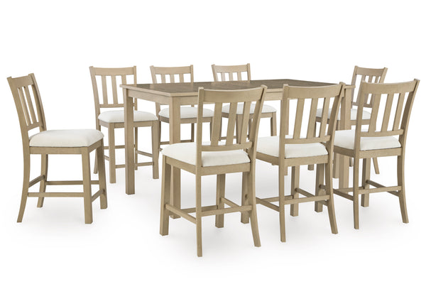 Calmoro Counter Height Dining Table and 8 Barstools;Gray