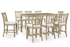 Calmoro Counter Height Dining Table and 8 Barstools;Gray