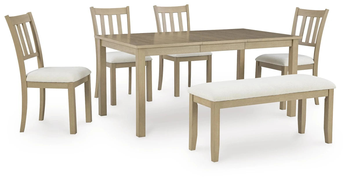 Calmoro Dining Table and 4 Chairs and Bench;Gray