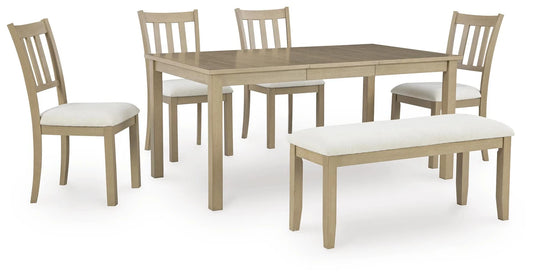Calmoro Dining Table and 4 Chairs and Bench;Gray