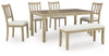 Calmoro Dining Table and 4 Chairs and Bench;Gray