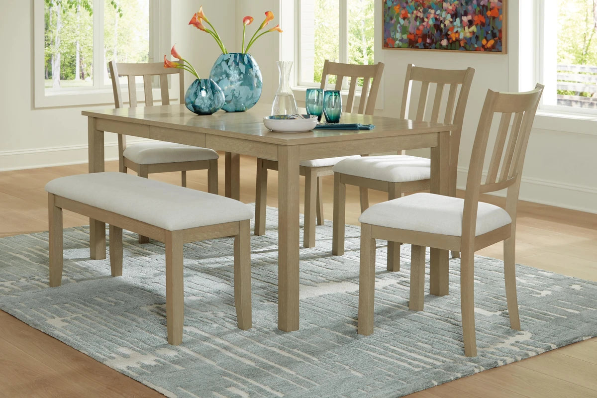 Calmoro Dining Table and 4 Chairs and Bench;Gray