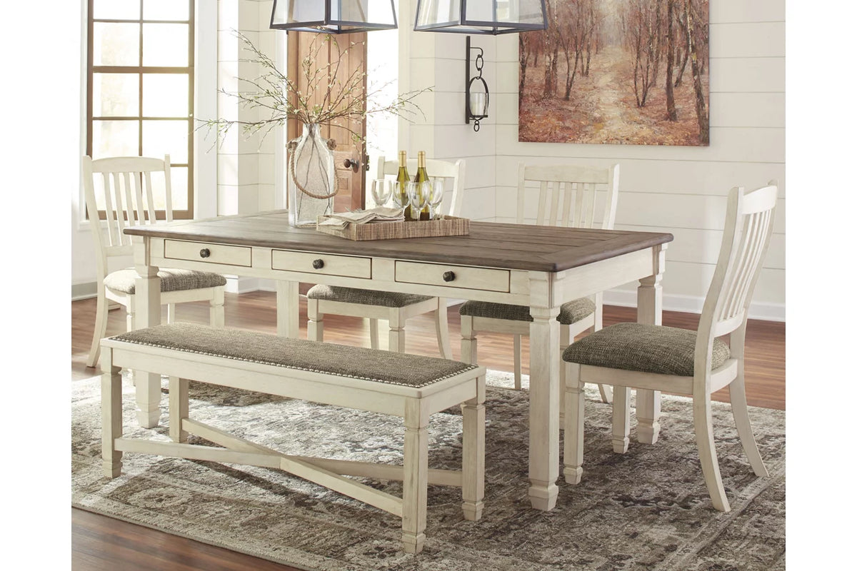 Bolanburg Dining Table and 4 Chairs and Bench;Two Tone