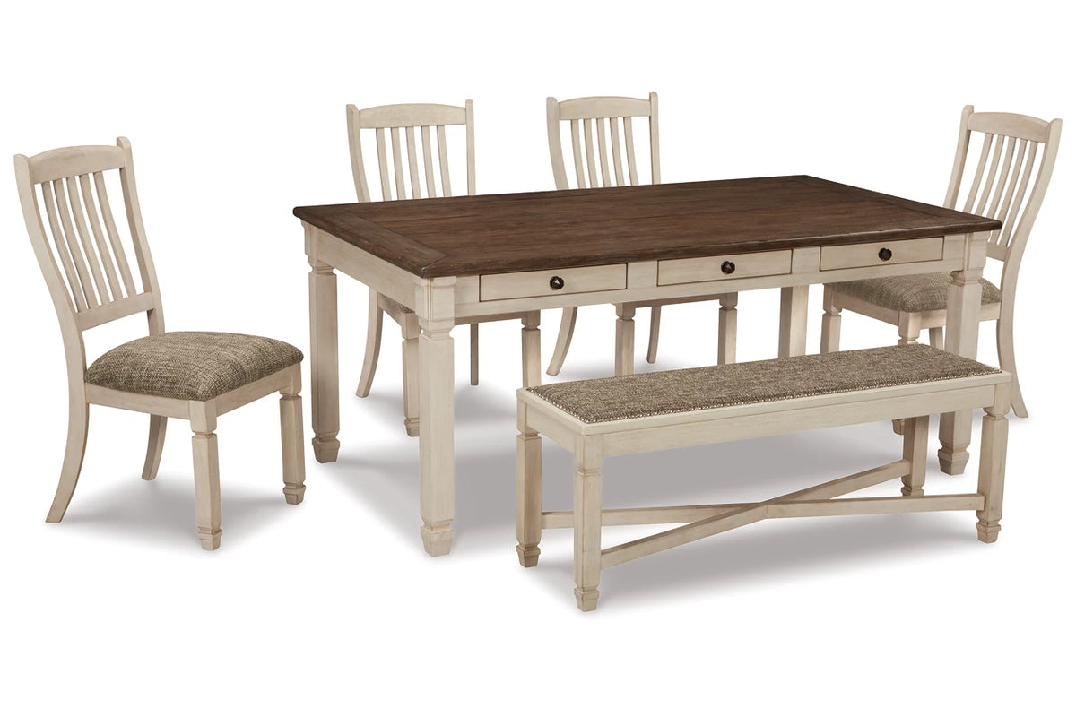 Bolanburg Dining Table and 4 Chairs and Bench;Two Tone