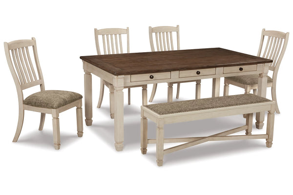 Bolanburg Dining Table and 4 Chairs and Bench;Two Tone