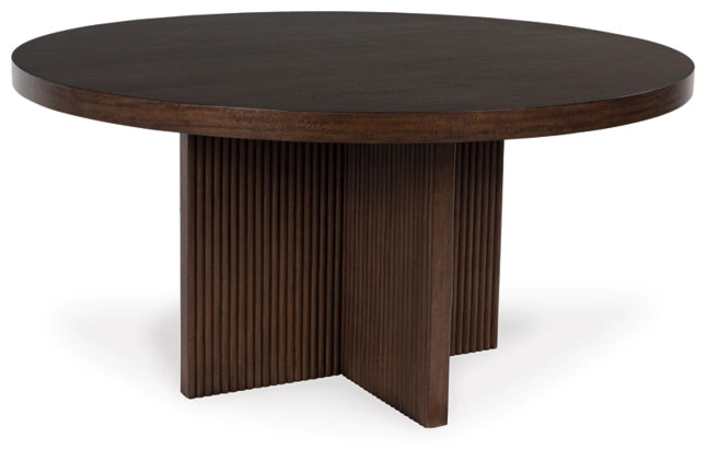 Korestone Round Dining Room Table; Dark Brown