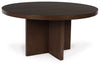 Korestone Round Dining Room Table; Dark Brown