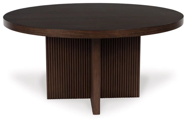 Korestone Round Dining Room Table; Dark Brown