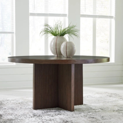 Korestone Round Dining Room Table; Dark Brown