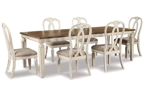 Realyn Dining Table and 6 Chairs with Server