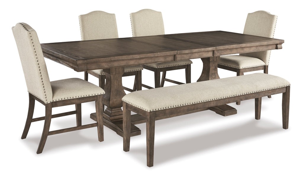 Johnelle Dining Table with 4 Chairs and Bench