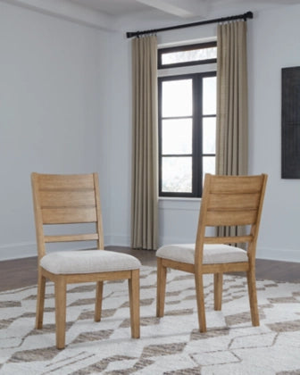 Kristiland Dining UPH Side Chair;Gray/Light Brown (Set of Two)