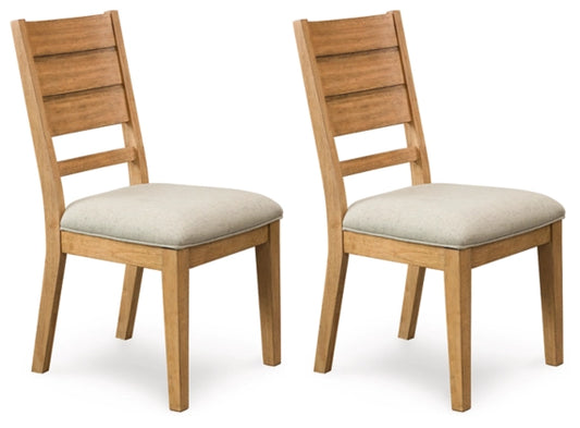 Kristiland Dining UPH Side Chair;Gray/Light Brown (Set of Two)
