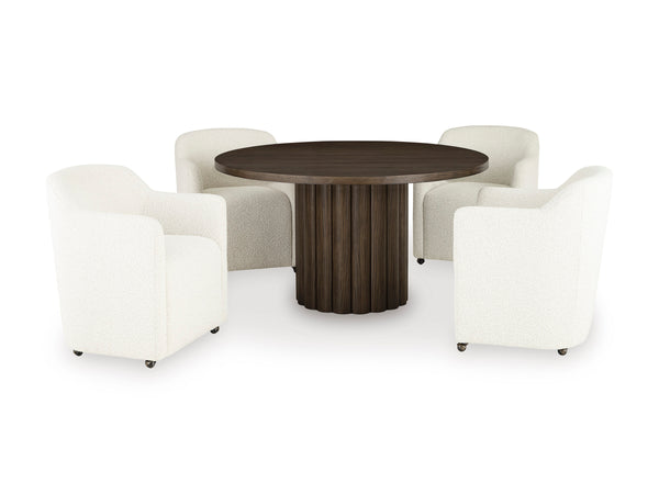 Darimore Round Table 4-Piece Dining Set;off white/Brown