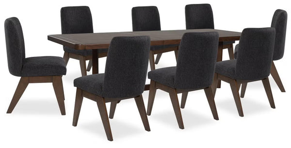 Kendamor Dining Table and 8 Chairs; Dark Brown