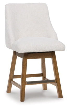 Cabalynn Upholstered Barstool; Oatmeal/Light Brown
