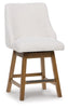 Cabalynn Upholstered Barstool; Oatmeal/Light Brown