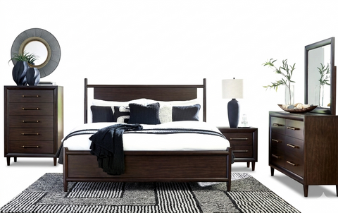 Dantenton King Panel Bedroom Set;Merlot