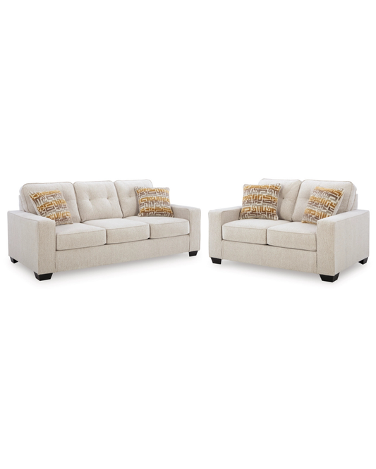 Storrow Sofa and Loveseat; Stone