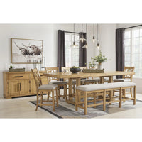 Havonplane Dining Set With Five Chairs and One Bench; Brown