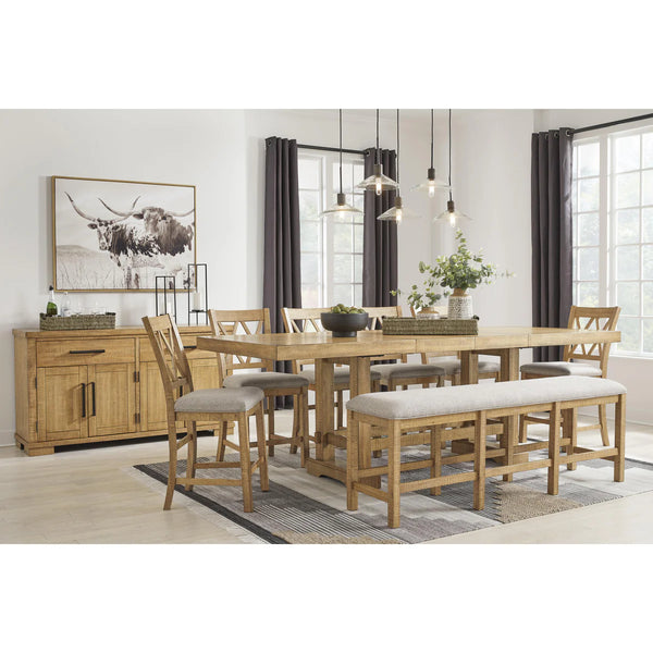 Havonplane Dining Set With Five Chairs and One Bench; Brown