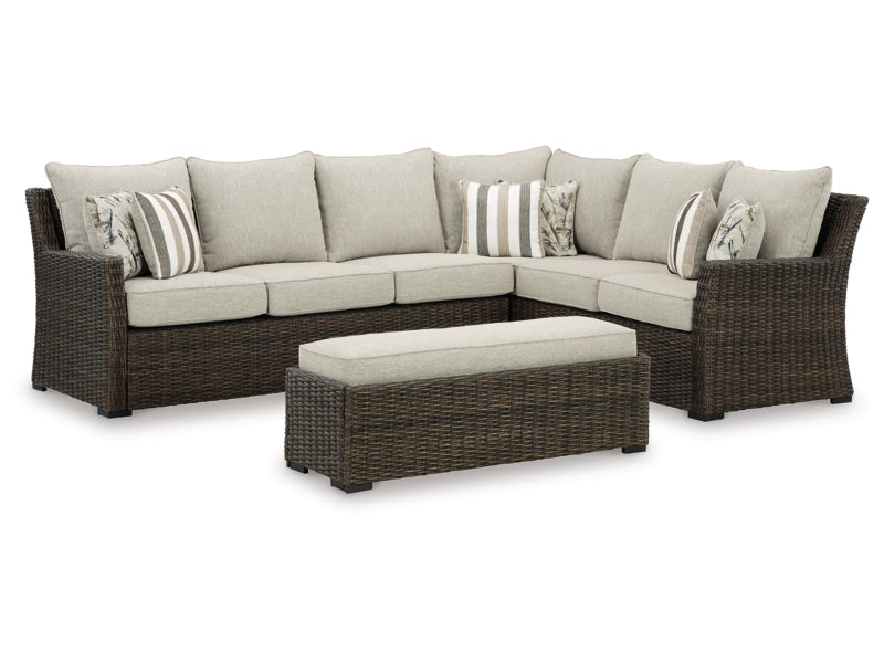 Brook Ranch Outdoor Sofa Sectional/Bench with Cushion (Set of 3)