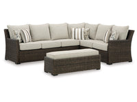 Brook Ranch Outdoor Sofa Sectional/Bench with Cushion (Set of 3)