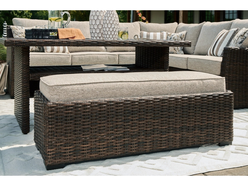 Brook Ranch Outdoor Sofa Sectional/Bench with Cushion (Set of 3)