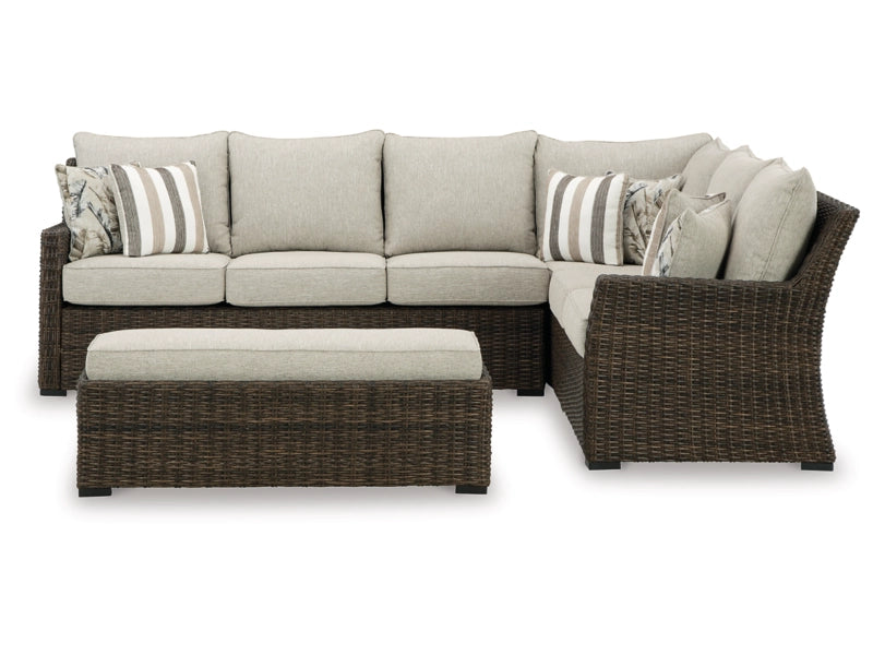 Brook Ranch Outdoor Sofa Sectional/Bench with Cushion (Set of 3)