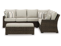 Brook Ranch Outdoor Sofa Sectional/Bench with Cushion (Set of 3)