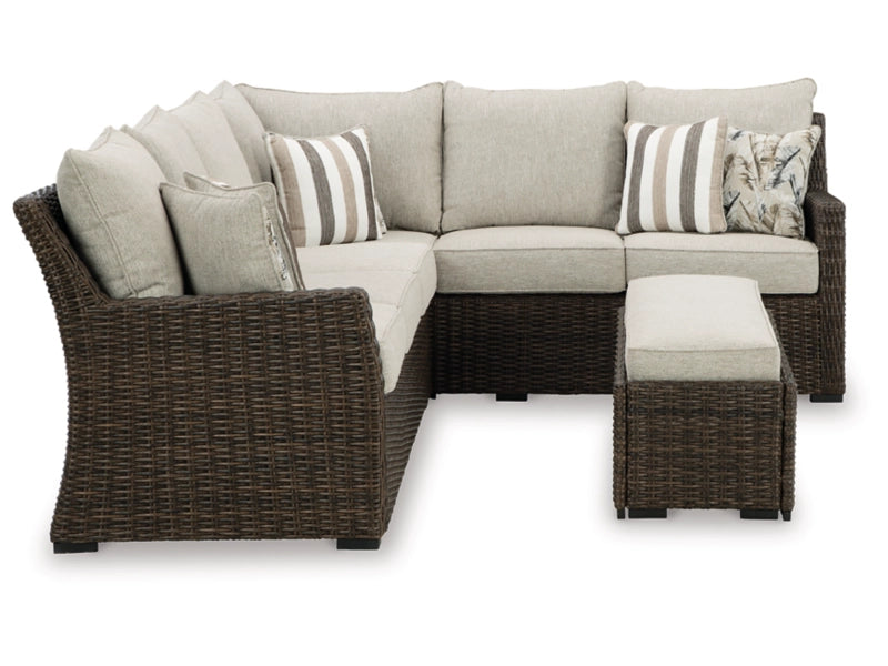 Brook Ranch Outdoor Sofa Sectional/Bench with Cushion (Set of 3)