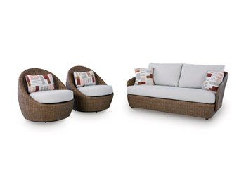 Cardiff Beach Outdoor Loveseat/2 Swivel Chairs (Set of 3)
